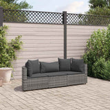 vidaXL 3-delige Loungeset met kussens poly rattan zwart