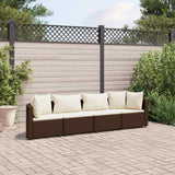 vidaXL 3-delige Loungeset met kussens poly rattan zwart