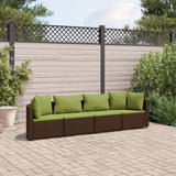 vidaXL 3-delige Loungeset met kussens poly rattan zwart