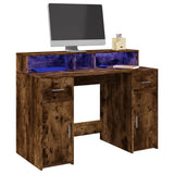 vidaXL Bureau met LED-verlichting 120x55x91 cm bewerkt hout wit