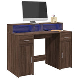 vidaXL Bureau met LED-verlichting 120x55x91 cm bewerkt hout wit