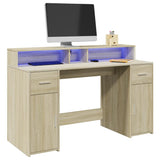 vidaXL Bureau met LED-verlichting 120x55x91 cm bewerkt hout wit
