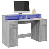 vidaXL Bureau met LED-verlichting 120x55x91 cm bewerkt hout wit