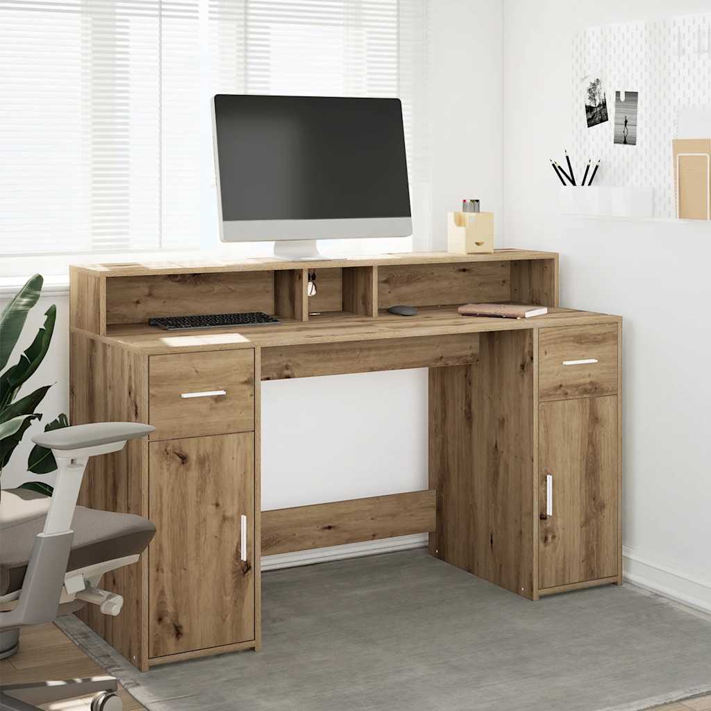 vidaXL Bureau met LED-verlichting 120x55x91 cm bewerkt hout wit