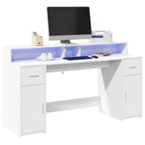 vidaXL Bureau met LED-verlichting 120x55x91 cm bewerkt hout wit