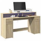vidaXL Bureau met LED-verlichting 120x55x91 cm bewerkt hout wit