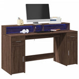 vidaXL Bureau met LED-verlichting 120x55x91 cm bewerkt hout wit