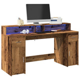 vidaXL Bureau met LED-verlichting 120x55x91 cm bewerkt hout wit