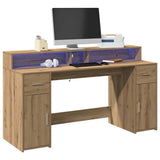 vidaXL Bureau met LED-verlichting 120x55x91 cm bewerkt hout wit