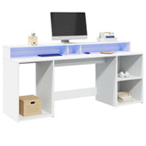 vidaXL Bureau met LED-verlichting 120x55x91 cm bewerkt hout wit