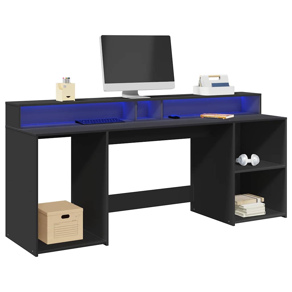 vidaXL Bureau met LED-verlichting 120x55x91 cm bewerkt hout wit