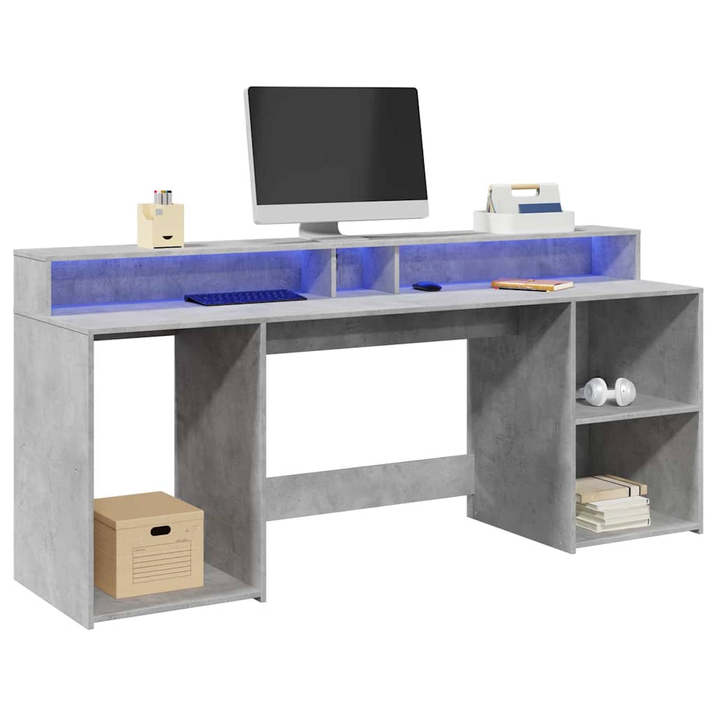 vidaXL Bureau met LED-verlichting 120x55x91 cm bewerkt hout wit