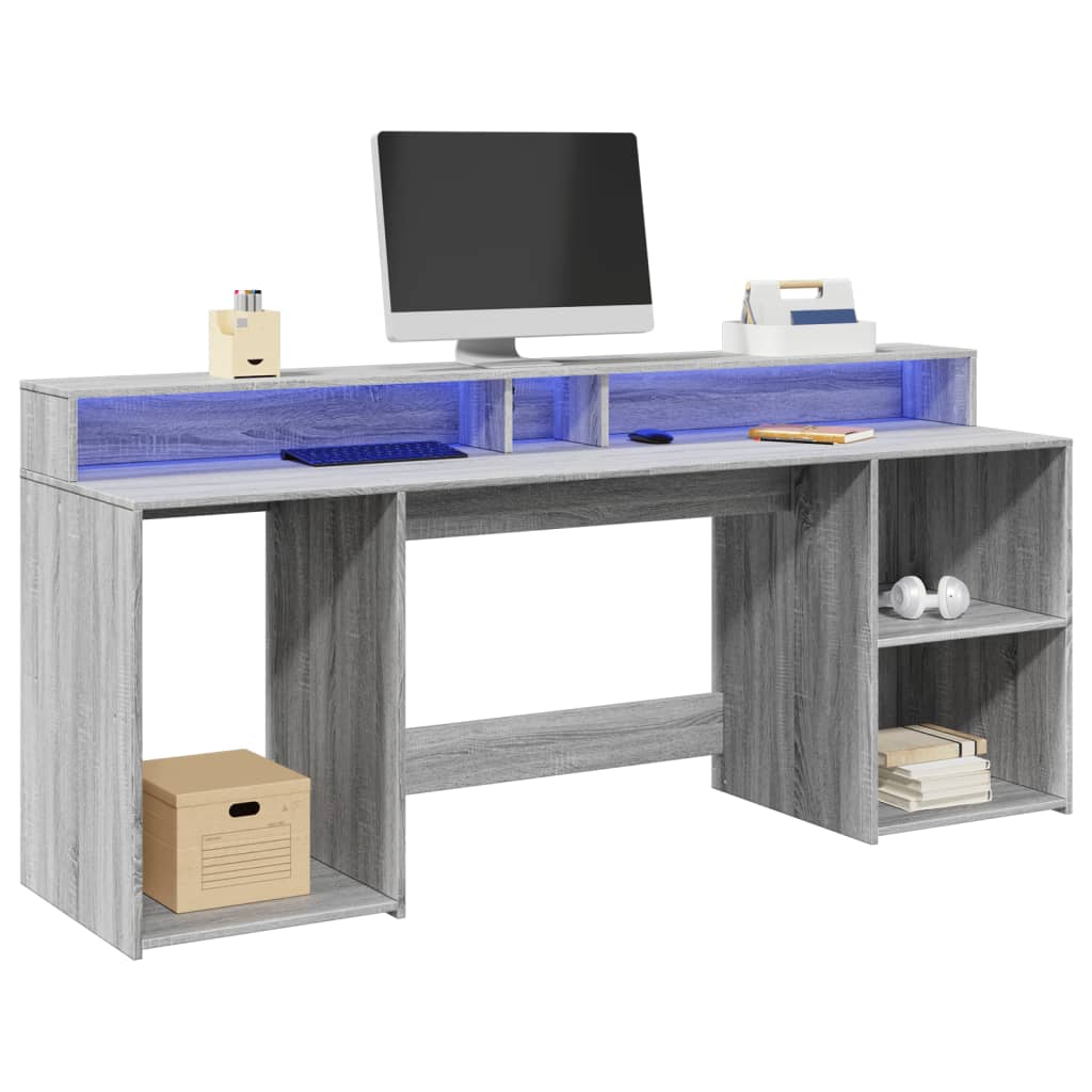 vidaXL Bureau met LED-verlichting 120x55x91 cm bewerkt hout wit