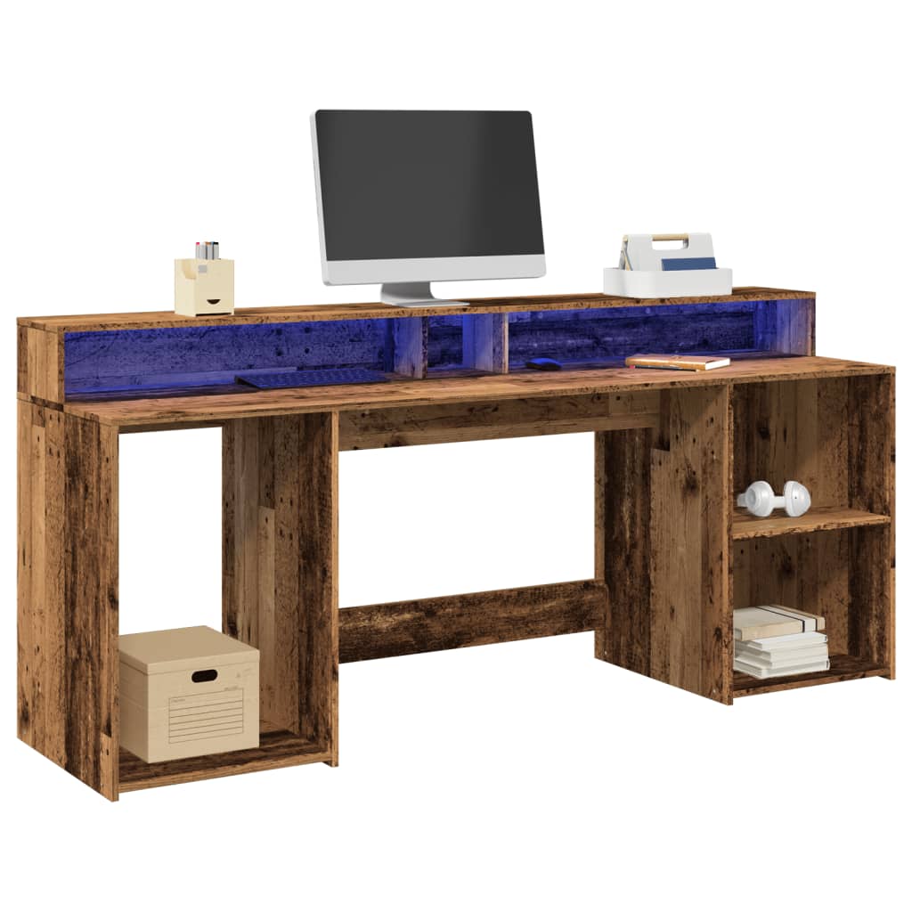vidaXL Bureau met LED-verlichting 120x55x91 cm bewerkt hout wit