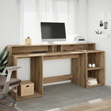 vidaXL Bureau met LED-verlichting 120x55x91 cm bewerkt hout wit