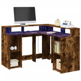 vidaXL Bureau met LED-verlichting 130x130x91 cm bewerkt hout wit