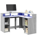 vidaXL Bureau met LED-verlichting 130x130x91 cm bewerkt hout wit