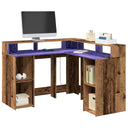 vidaXL Bureau met LED-verlichting 130x130x91 cm bewerkt hout wit