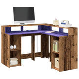 vidaXL Bureau met LED-verlichting 130x130x91 cm bewerkt hout wit