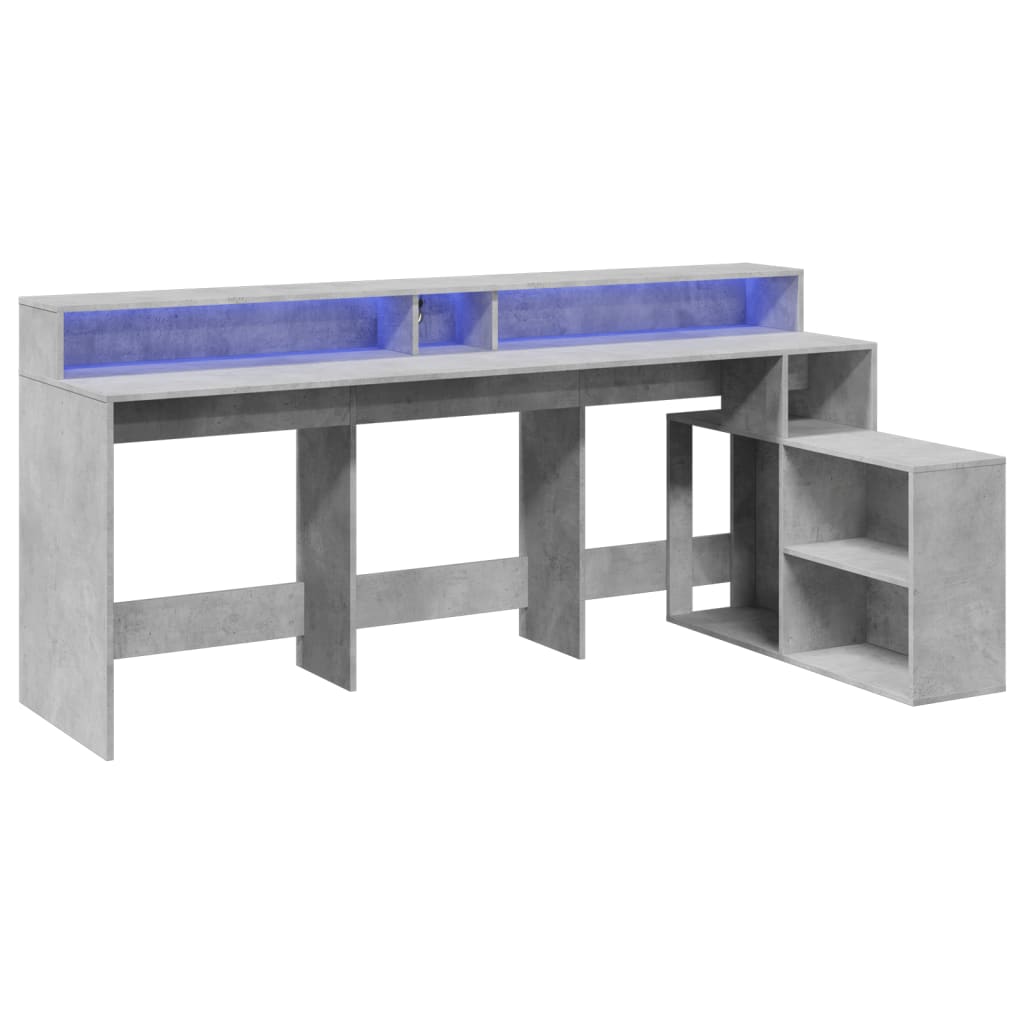 vidaXL Bureau met LED-verlichting 200x104x91 cm bewerkt hout wit