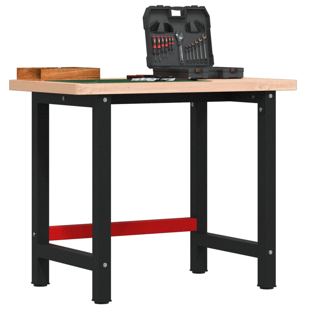 vidaXL Workbench rectangular 100x60x81.5 cm solid beech wood