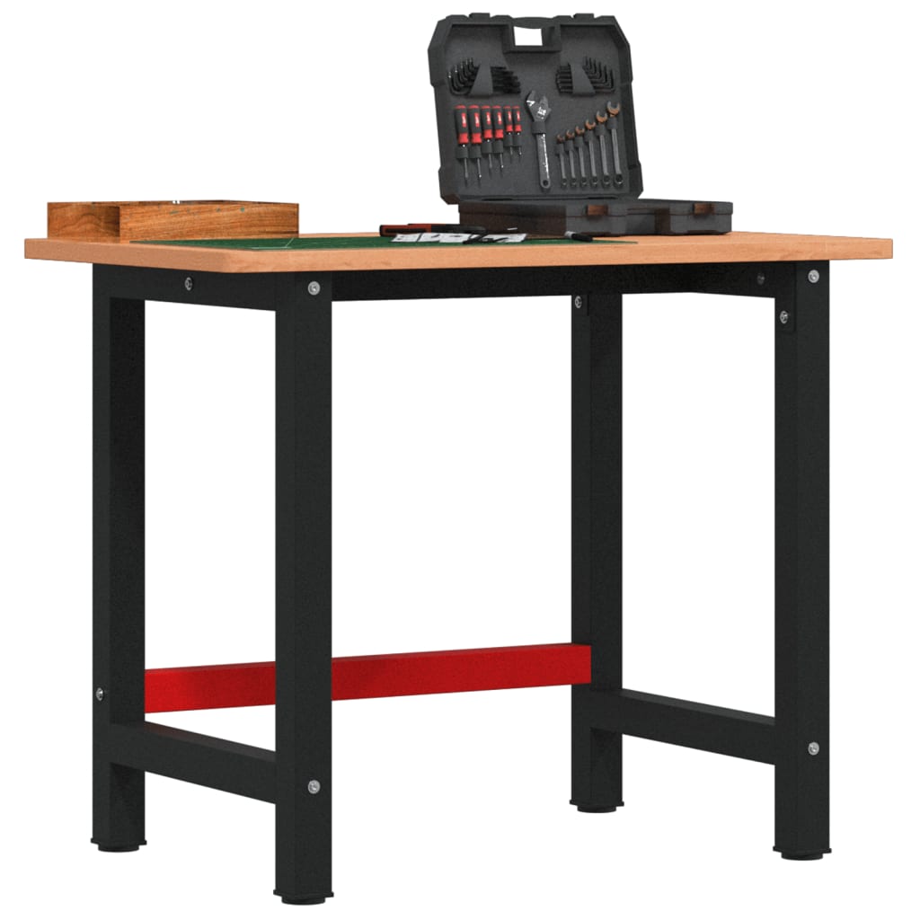 vidaXL Workbench rectangular 100x60x81.5 cm solid beech wood