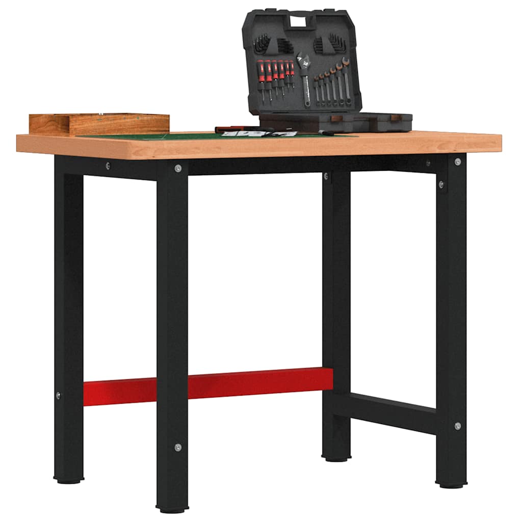 vidaXL Workbench rectangular 100x60x81.5 cm solid beech wood