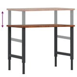 vidaXL Werkbank rechthoekig 100x60x(71,5-98) cm massief eikenhout