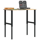 vidaXL Werkbank 80x60x(71,5-98) cm massief eikenhout