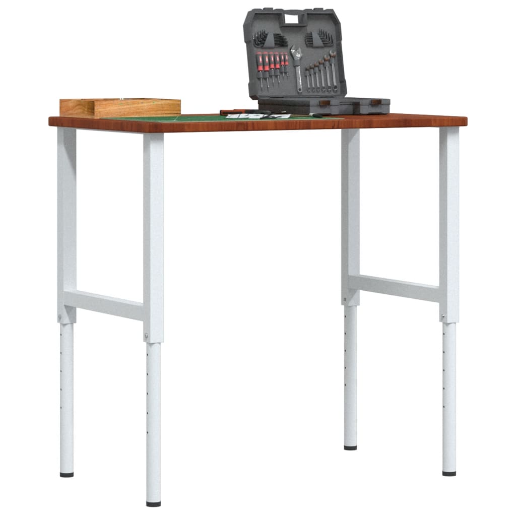 vidaXL Werkbank rechthoekig 100x60x(71,5-98) cm massief eikenhout