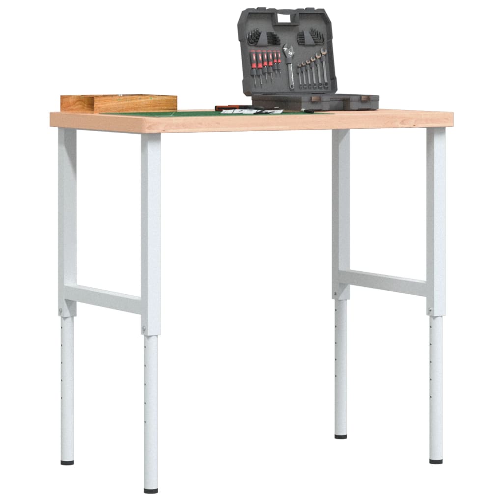 vidaXL Werkbank rechthoekig 100x60x(71,5-98) cm massief beukenhout