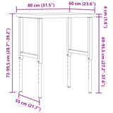 vidaXL Werkbank rechthoekig 80x60x(73-99,5) cm massief acaciahout