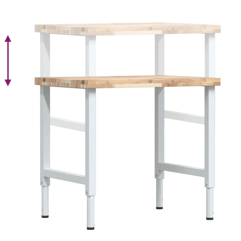 vidaXL Werkbank rechthoekig 80x60x(73-99,5) cm massief acaciahout