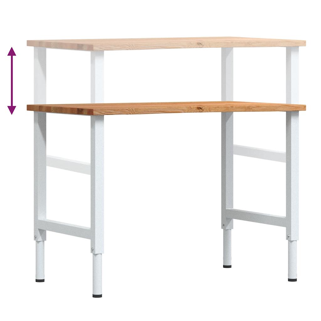 vidaXL Werkbank 80x60x(71,5-98) cm massief eikenhout