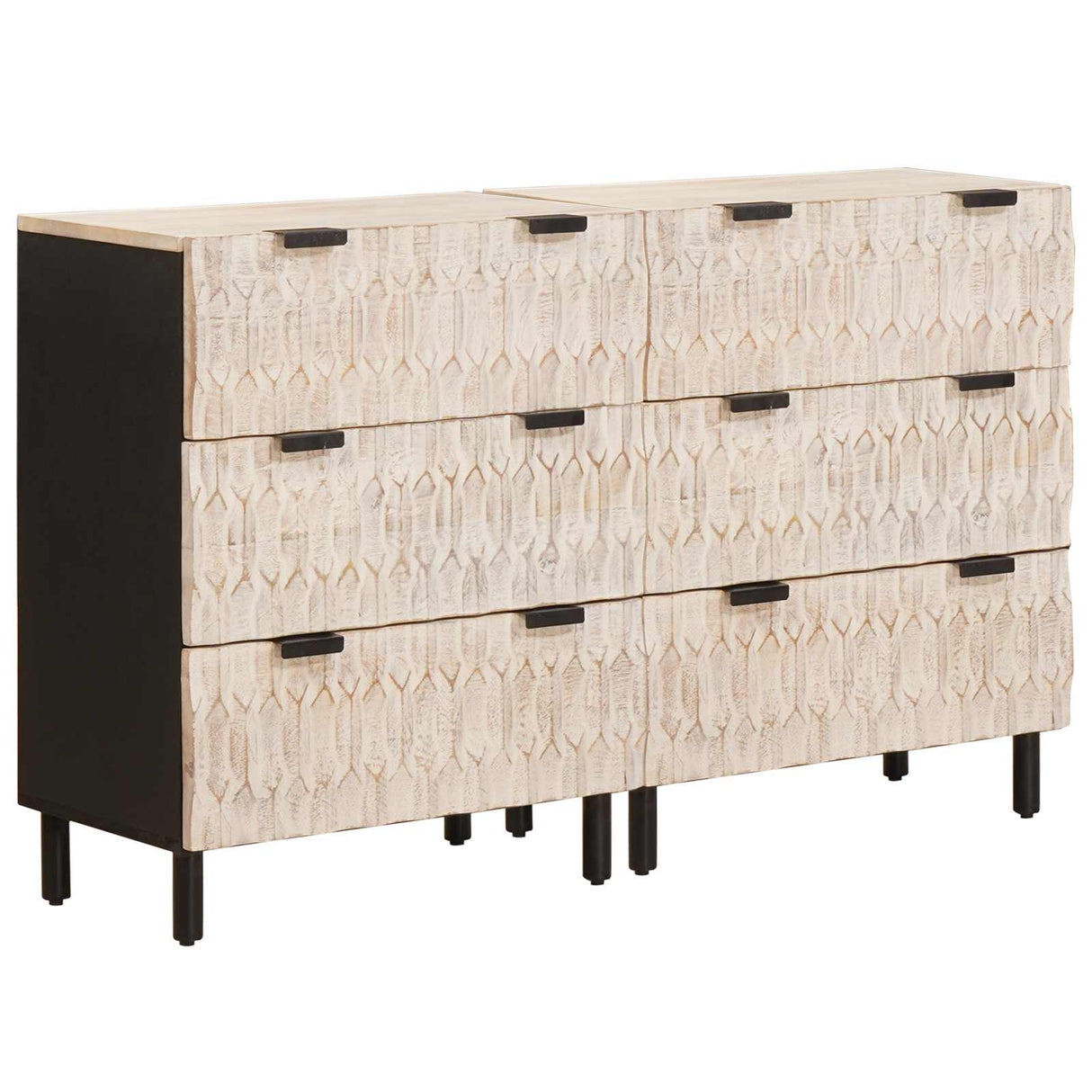 vidaXL Dressoir 2 pcs Witte Was Afwerking 60 x 33 x 75 cm