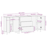 vidaXL Sideboard 3 pcs White Washed Finish 180 x 33 x 75 cm