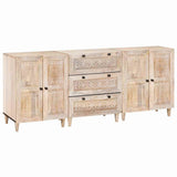 vidaXL Dressoir 3 pcs Wit 180 x 33,5 x 75 cm massief mangohout