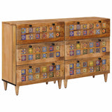 vidaXL Sideboard 2 pcs Natural 60 x 33 x 75 cm Solid Mango Wood