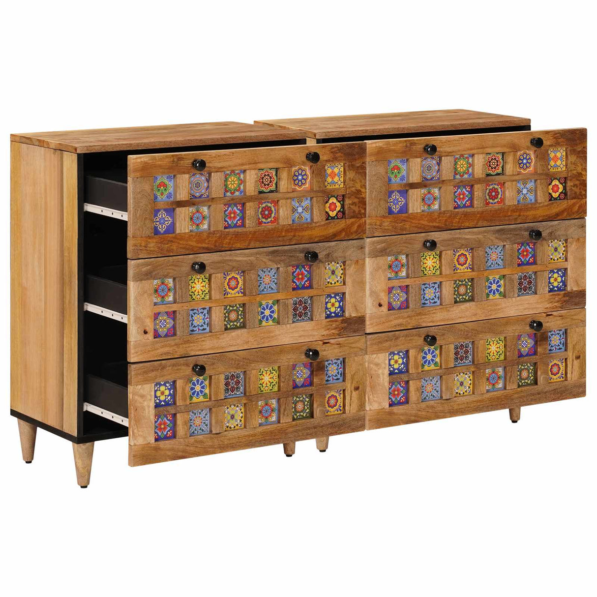 vidaXL Sideboard 2 pcs Natural 60 x 33 x 75 cm Solid Mango Wood