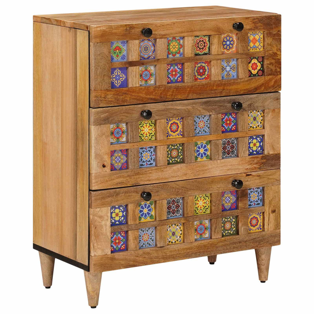 vidaXL Sideboard 2 pcs Natural 60 x 33 x 75 cm Solid Mango Wood