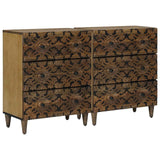 vidaXL Sideboard 2 pcs White 60 x 33.5 x 75 cm Solid Mango Wood