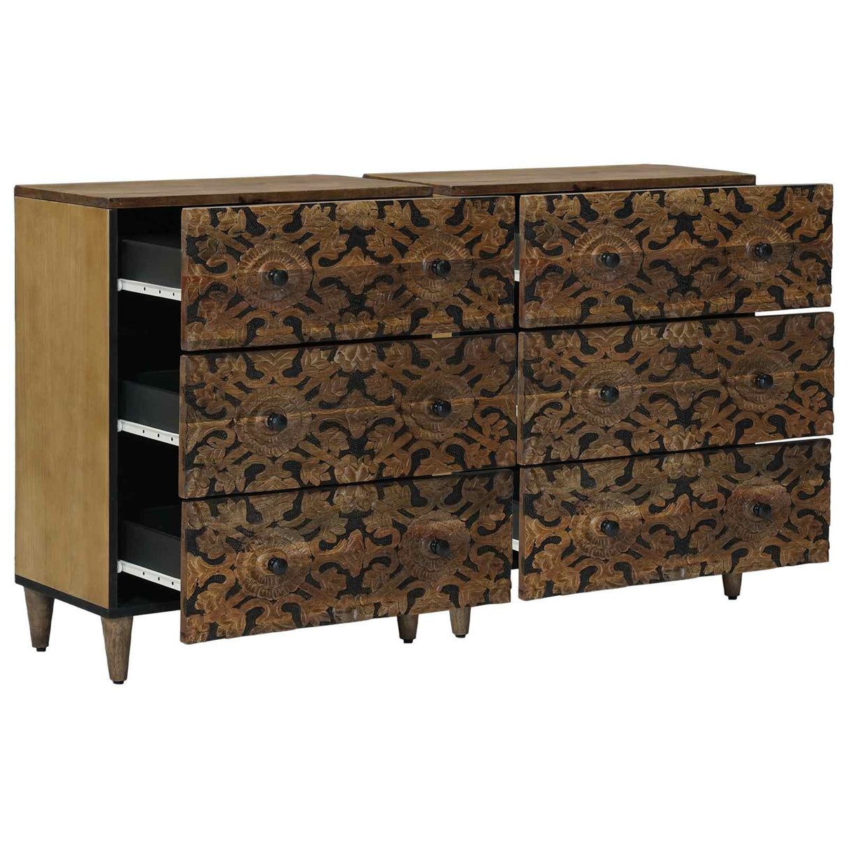 vidaXL Sideboard 2 pcs White 60 x 33.5 x 75 cm Solid Mango Wood