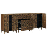 vidaXL Dressoir 3 pcs Wit 60 x 33,5 x 75 cm Massief Mango Hout