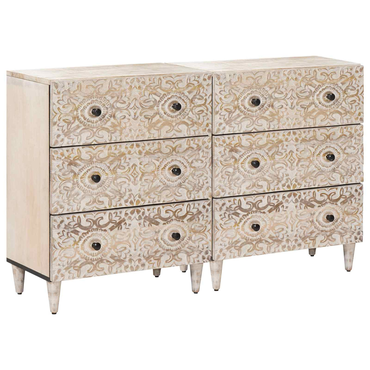 vidaXL Sideboard 2 pcs White 60 x 33.5 x 75 cm Solid Mango Wood