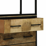 vidaXL Highboard met lade Bruin 70 x 35 x 180 cm Massief Mango Hout