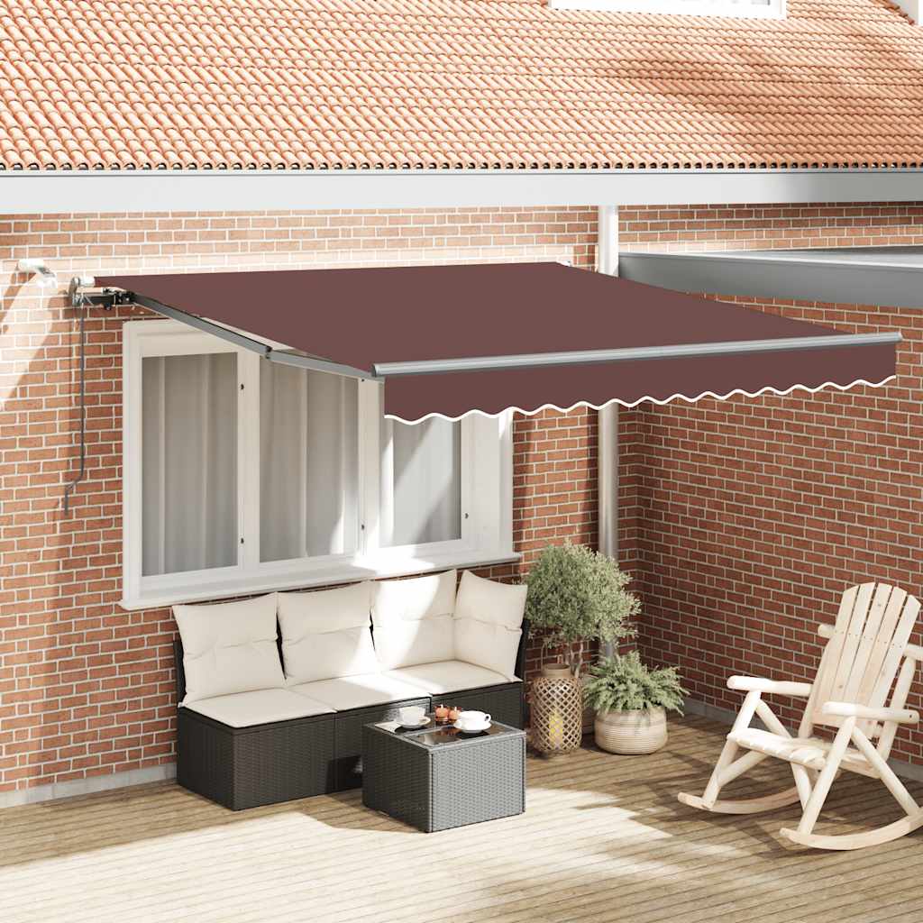 vidaXL Luifel automatisch met LED en windsensor 400x300cm blauw en wit