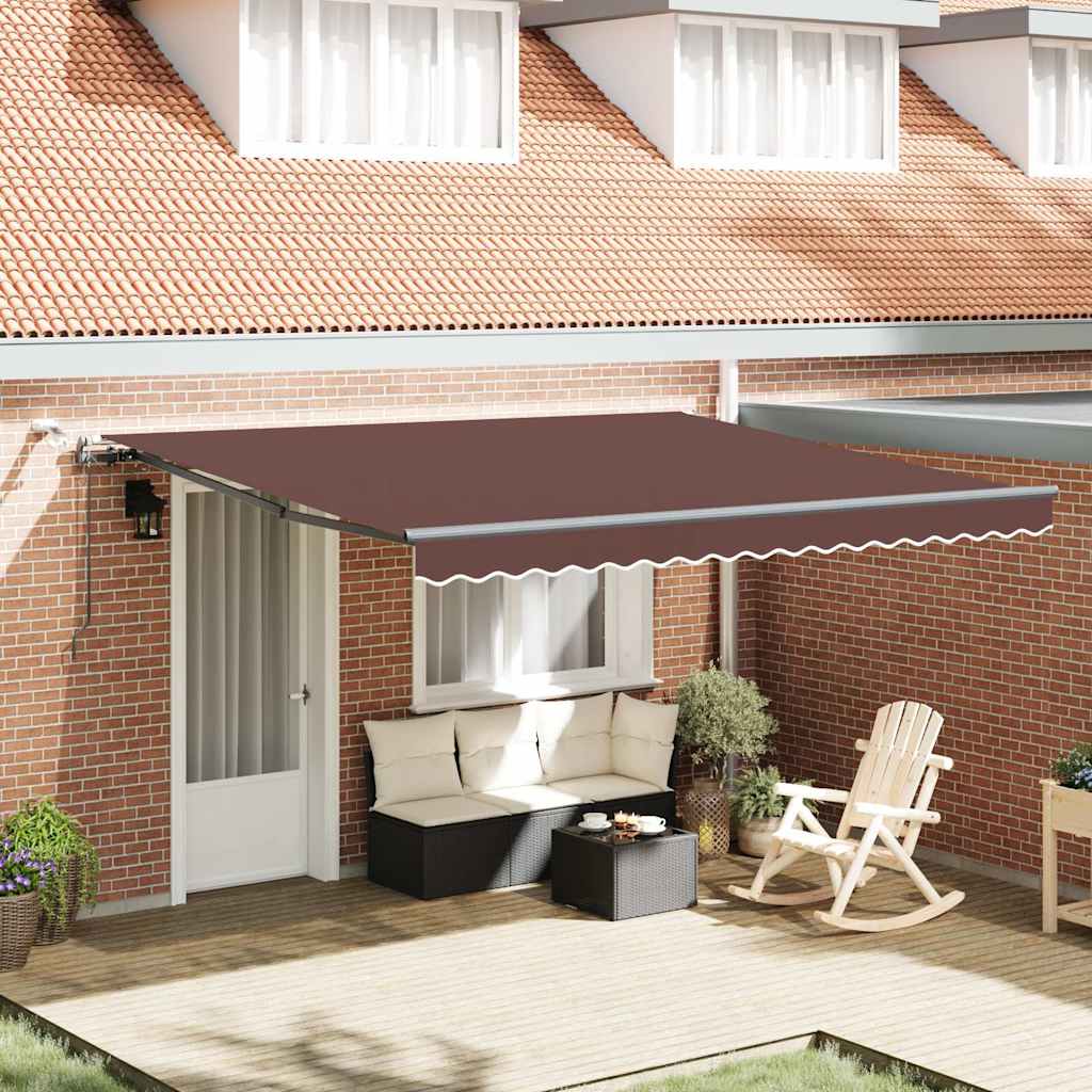 vidaXL Luifel automatisch met LED en windsensor 400x300cm blauw en wit