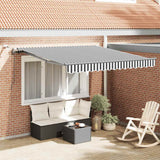 vidaXL Luifel automatisch met LED en windsensor 400x300cm blauw en wit