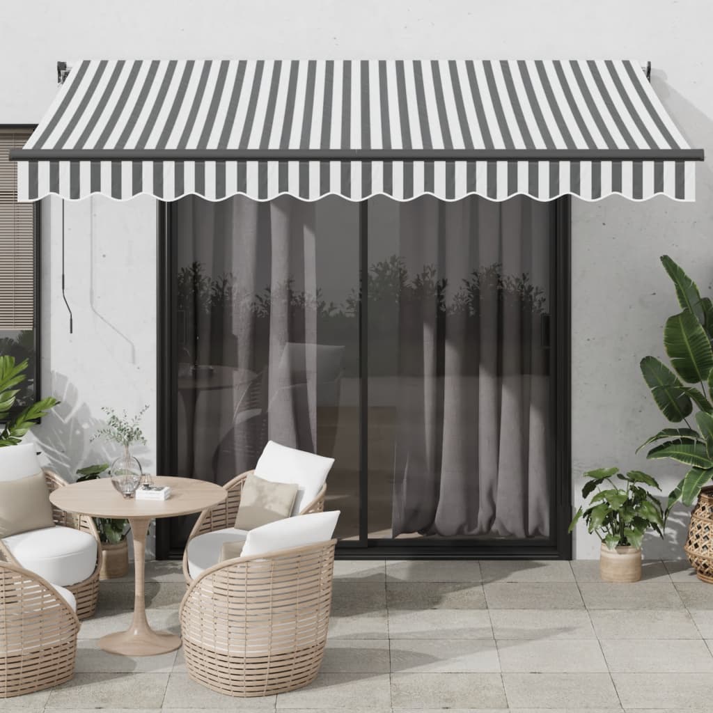 vidaXL Luifel automatisch met LED en windsensor 400x300cm blauw en wit