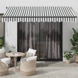 vidaXL Luifel automatisch met LED en windsensor 400x300cm blauw en wit